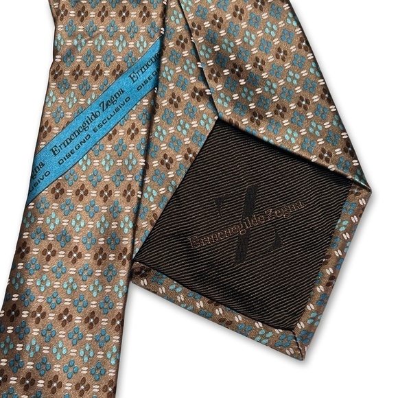 Flawless Ermenegildo Zegna Necktie Sheen 100% Silk Embossed Monogrammed Branded - Picture 3 of 8